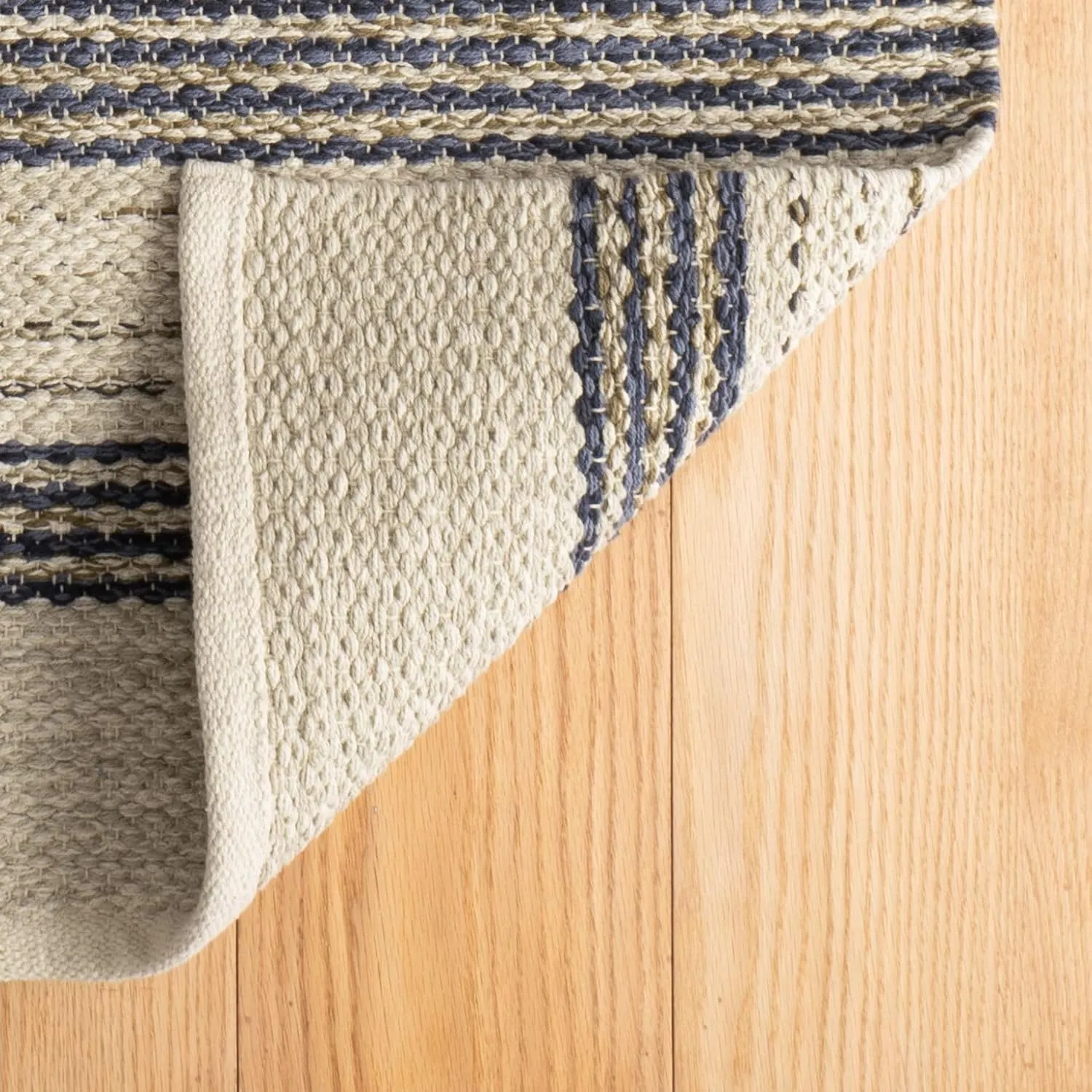Dash & Albert Cielo Stripe Navy Handwoven Cotton Rug, 5 X 8 Feet, Blue Stripe Pattern