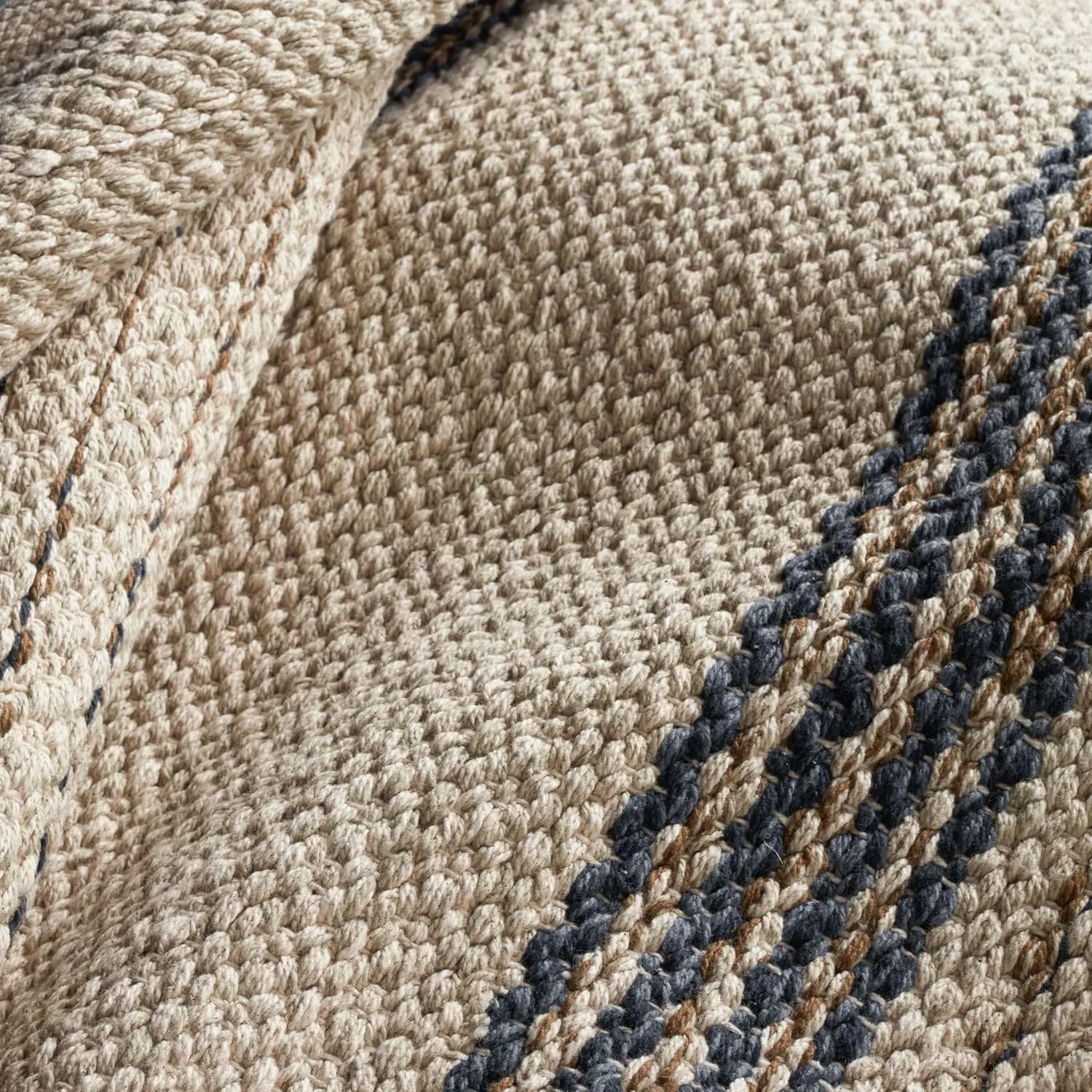 Dash & Albert Cielo Stripe Navy Handwoven Cotton Rug, 5 X 8 Feet, Blue Stripe Pattern