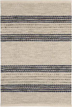 Dash & Albert Cielo Stripe Navy Handwoven Cotton Rug, 5 X 8 Feet, Blue Stripe Pattern