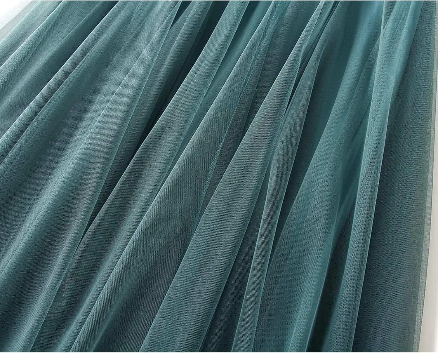 Daysskk Women's Tulle Skirt Elegant Pleated Skirts for Women Midi Length Elastic Waist