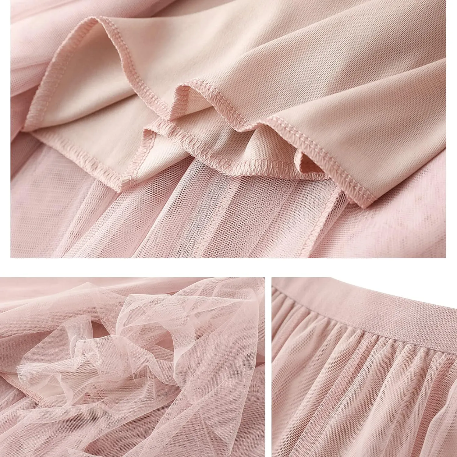 Daysskk Women's Tulle Skirt Elegant Pleated Skirts for Women Midi Length Elastic Waist