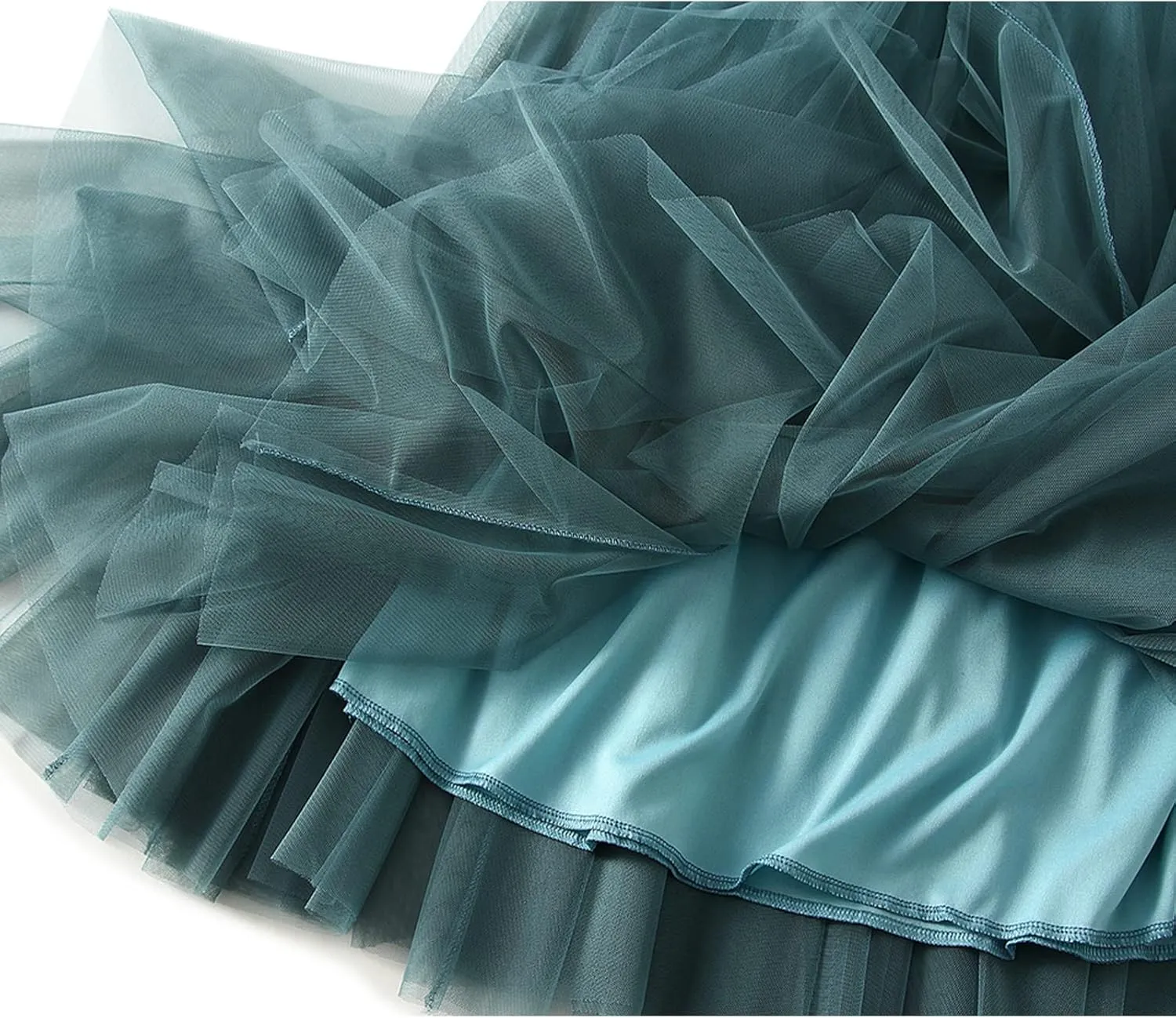 Daysskk Women's Tulle Skirt Elegant Pleated Skirts for Women Midi Length Elastic Waist