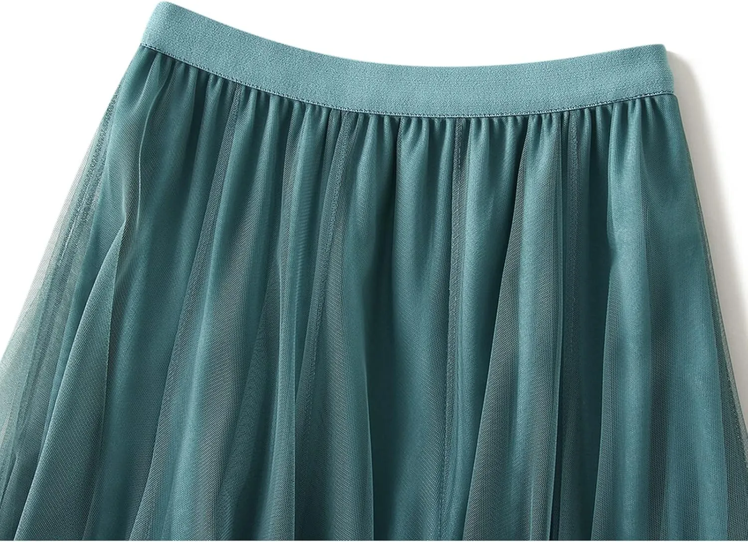 Daysskk Women's Tulle Skirt Elegant Pleated Skirts for Women Midi Length Elastic Waist