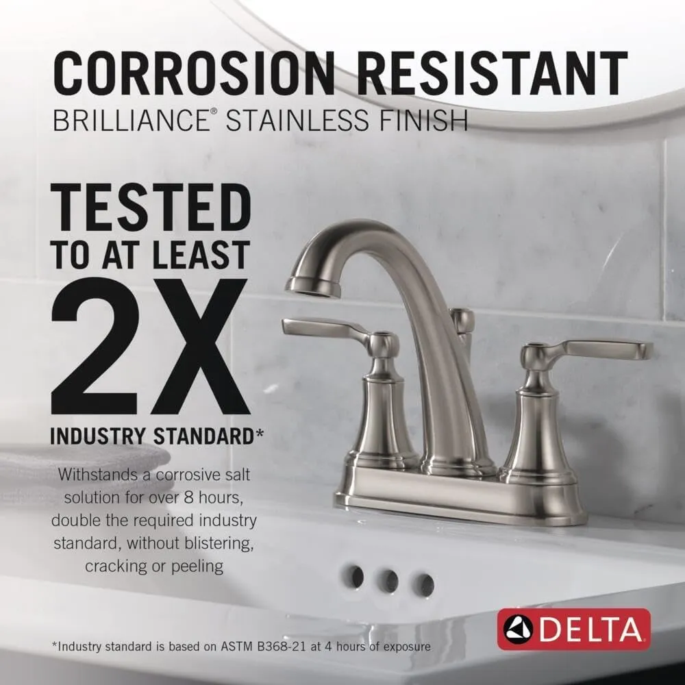 DELTA 2532LF-SSMPU Woodhurst 3 Hole 2 Handle Bathroom Faucet, Stainless