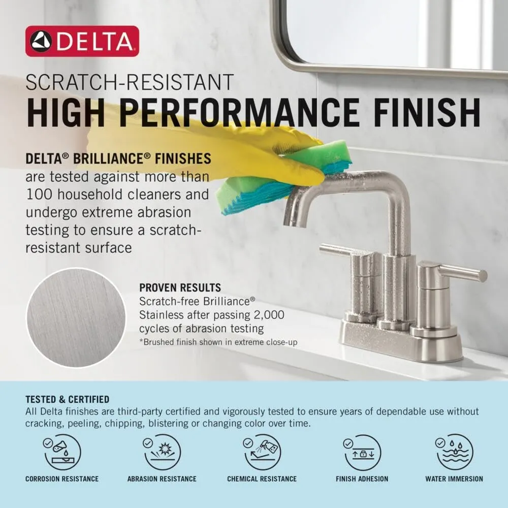 Delta 567LF-SSPP Modern Bathroom Faucet, 1.2 GPM Water Flow, Stainless