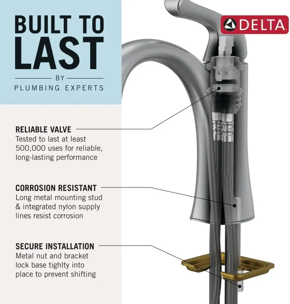 Delta 567LF-SSPP Modern Bathroom Faucet, 1.2 GPM Water Flow, Stainless