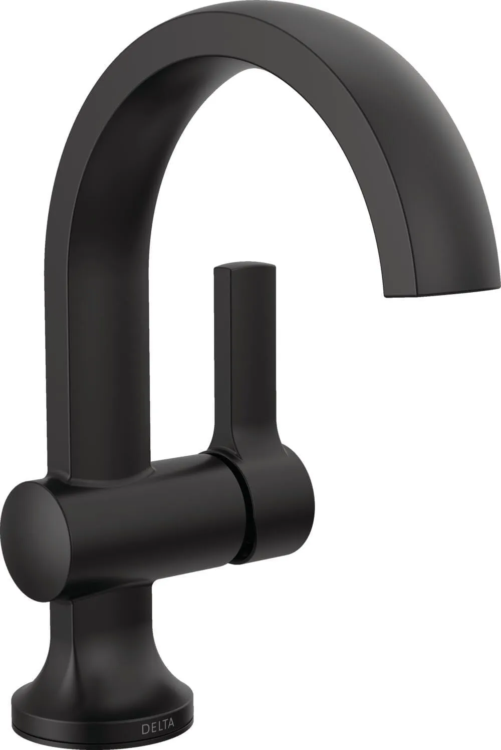 Delta Faucet Albion Single Hole Bathroom Faucet, Matte Black Single Handle Bathroom Faucet, Bathroom Sink Faucet, Metal Push Pop-Up Drain Assembly, 1.2 GPM Flow Rate, Matte Black 15855LF-BL