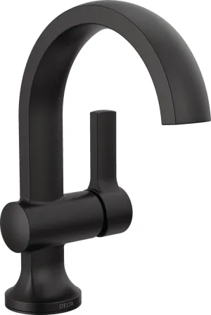 Delta Faucet Albion Single Hole Bathroom Faucet, Matte Black Single Handle Bathroom Faucet, Bathroom Sink Faucet, Metal Push Pop-Up Drain Assembly, 1.2 GPM Flow Rate, Matte Black 15855LF-BL