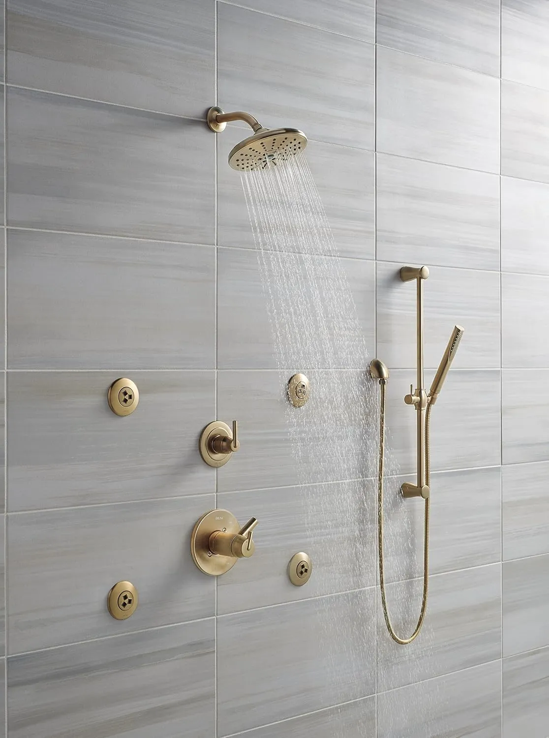 Delta Faucet Compel Slide Bar Hand Held Shower with Hose, Gold Handheld Shower Head, Slide Bar Hand Shower, Gold Handheld Shower, Detachable Shower Head, Champagne Bronze 7085-CZ