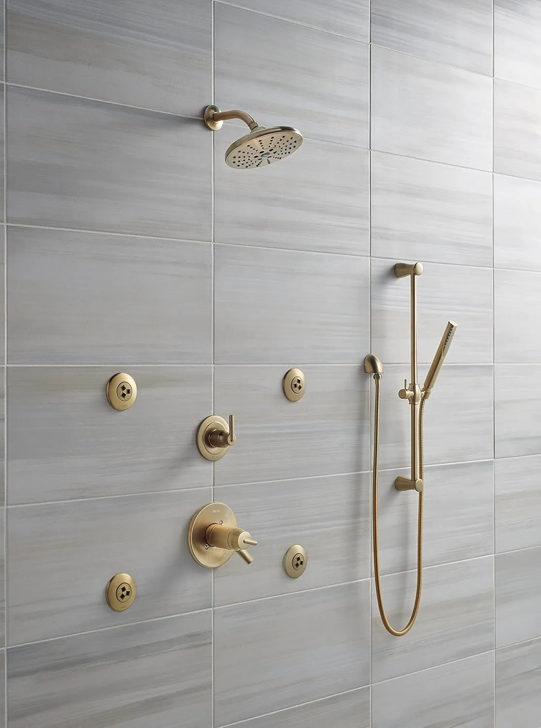 Delta Faucet Compel Slide Bar Hand Held Shower with Hose, Gold Handheld Shower Head, Slide Bar Hand Shower, Gold Handheld Shower, Detachable Shower Head, Champagne Bronze 7085-CZ