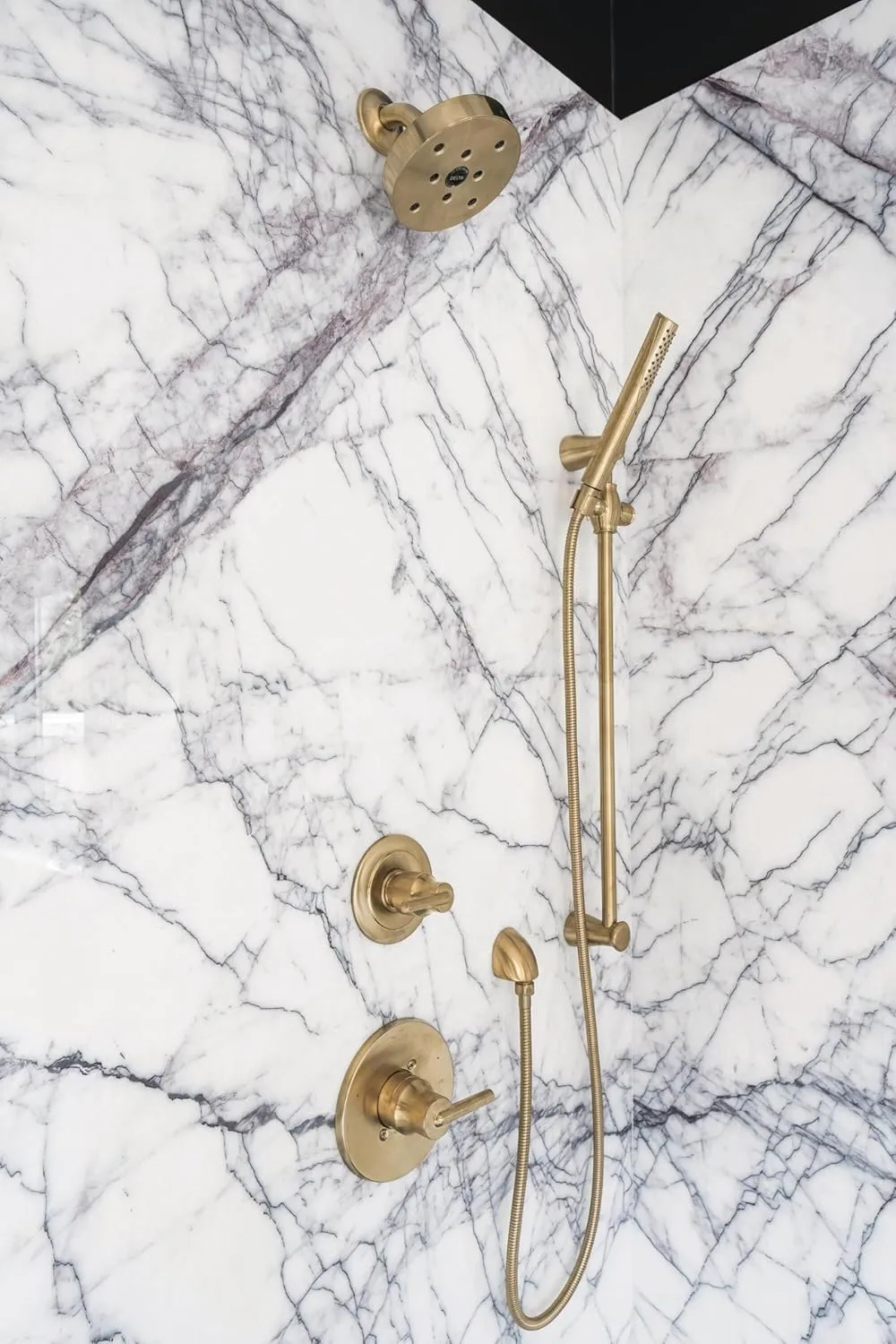 Delta Faucet Compel Slide Bar Hand Held Shower with Hose, Gold Handheld Shower Head, Slide Bar Hand Shower, Gold Handheld Shower, Detachable Shower Head, Champagne Bronze 7085-CZ
