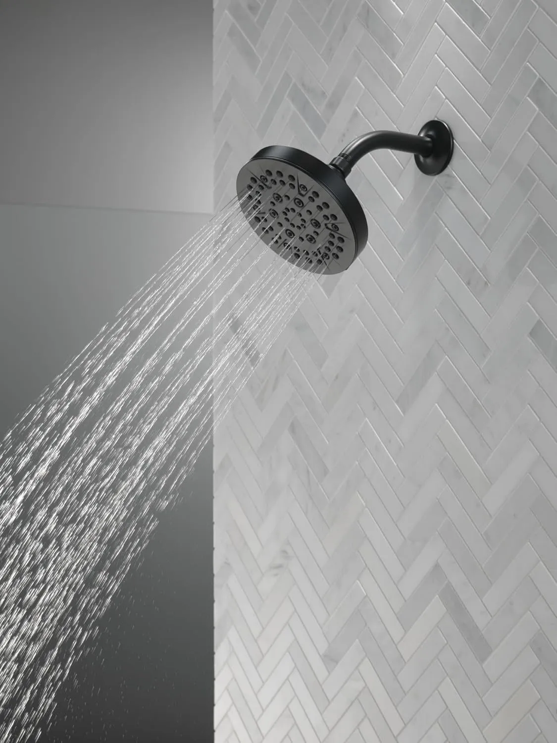DELTA FAUCET FAUCET 5-Spray Matte Black Shower Head, DELTA FAUCET Shower Head Black, Showerheads, Shower Head Black Matte, 1.75 GPM Flow Rate, Matte Black 52535-BL