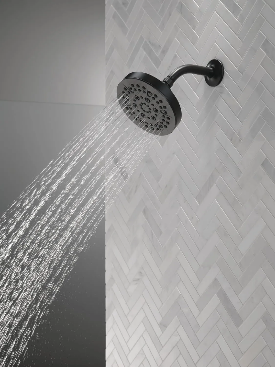 DELTA FAUCET FAUCET 5-Spray Matte Black Shower Head, DELTA FAUCET Shower Head Black, Showerheads, Shower Head Black Matte, 1.75 GPM Flow Rate, Matte Black 52535-BL