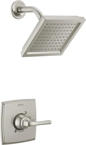 Delta Faucet Geist 14 Series Shower Faucet, Shower Trim Kit with Single-Spray Brushed Nickel Shower Head, Shower Faucet Set Complete, SpotShield Brushed Nickel 142864-SP (Valve Included)