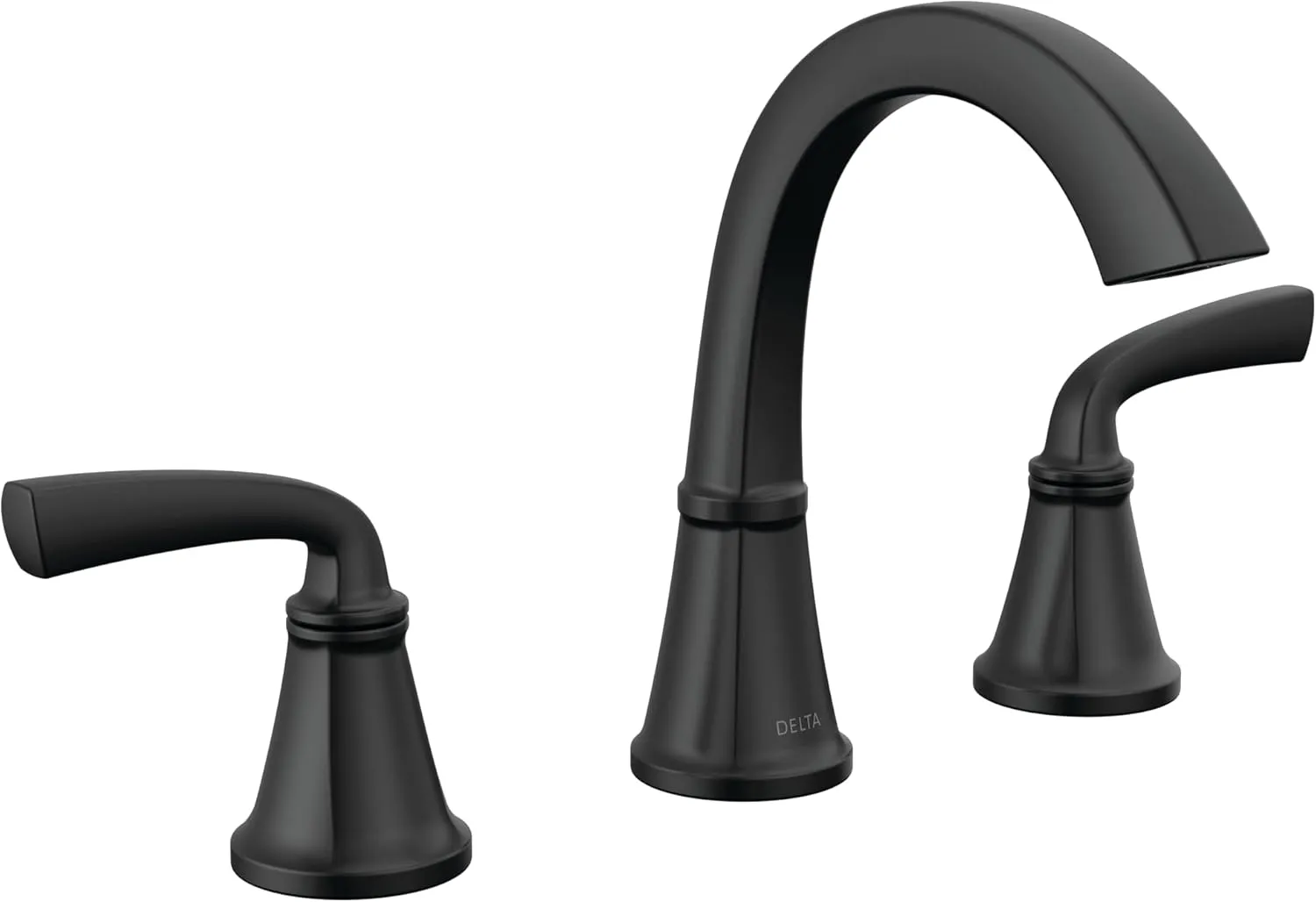 Delta Faucet Geist Widespread Bathroom Faucet 3 Hole, Matte Black Bathroom Faucet, Bathroom Sink Faucet, Bathroom Faucets for Sink 3 Hole, Drain Assembly Included, Matte Black 35864LF-BL