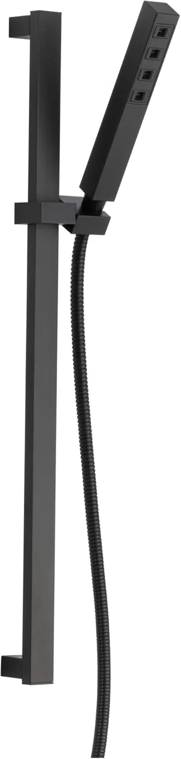 Delta Faucet Single-Spray H2Okinetic Slide Bar Hand Held Shower with Hose, Black Handheld Shower Head, Slide Bar Hand Shower, Handheld Shower, Detachable Shower Head, Matte Black 51567-BL