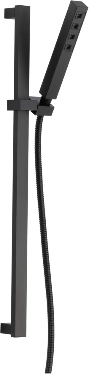 Delta Faucet Single-Spray H2Okinetic Slide Bar Hand Held Shower with Hose, Black Handheld Shower Head, Slide Bar Hand Shower, Handheld Shower, Detachable Shower Head, Matte Black 51567-BL