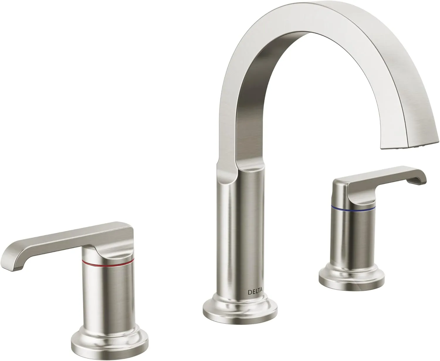 Delta Faucet Tetra Brushed Nickel Widespread Bathroom Faucet 3 Hole, Bathroom Faucet for Bathroom Sink, Bathroom Sink Faucet, Diamond Seal Technology, Metal Drain, Lumicoat Stainless 35588-SS-PR-DST