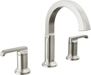 Delta Faucet Tetra Brushed Nickel Widespread Bathroom Faucet 3 Hole, Bathroom Faucet for Bathroom Sink, Bathroom Sink Faucet, Diamond Seal Technology, Metal Drain, Lumicoat Stainless 35588-SS-PR-DST