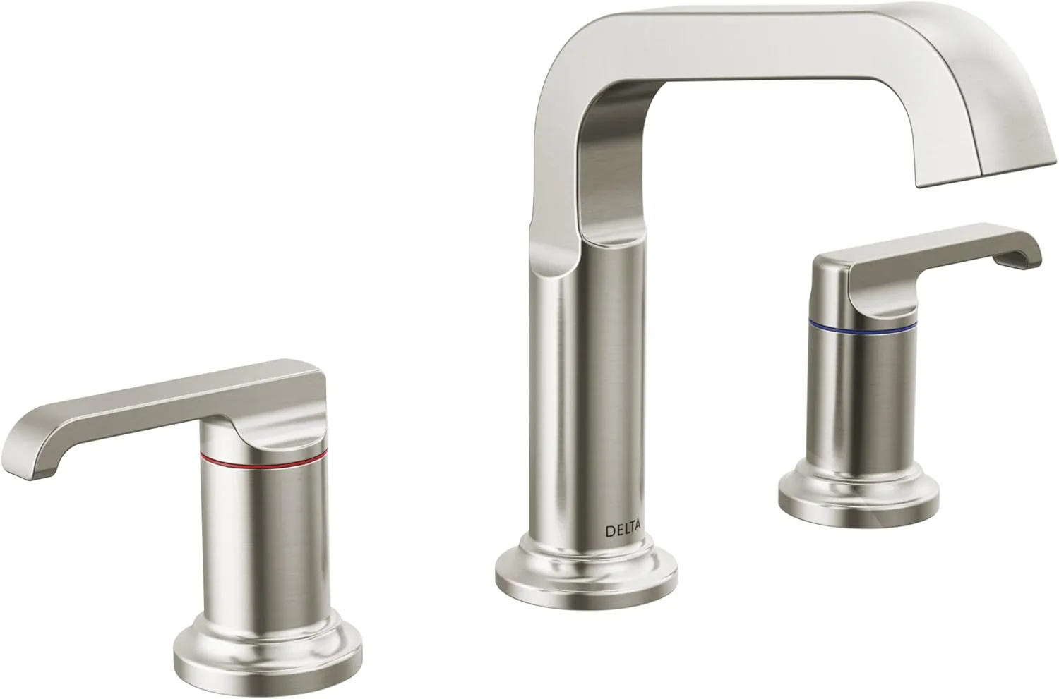 Delta Faucet Tetra Brushed Nickel Widespread Bathroom Faucet 3 Hole, Brushed Nickel Bathroom Faucet for Bathroom Sink, Bathroom Sink Faucet, Metal Drain Assembly, Lumicoat Stainless 35589-SS-PR-DST