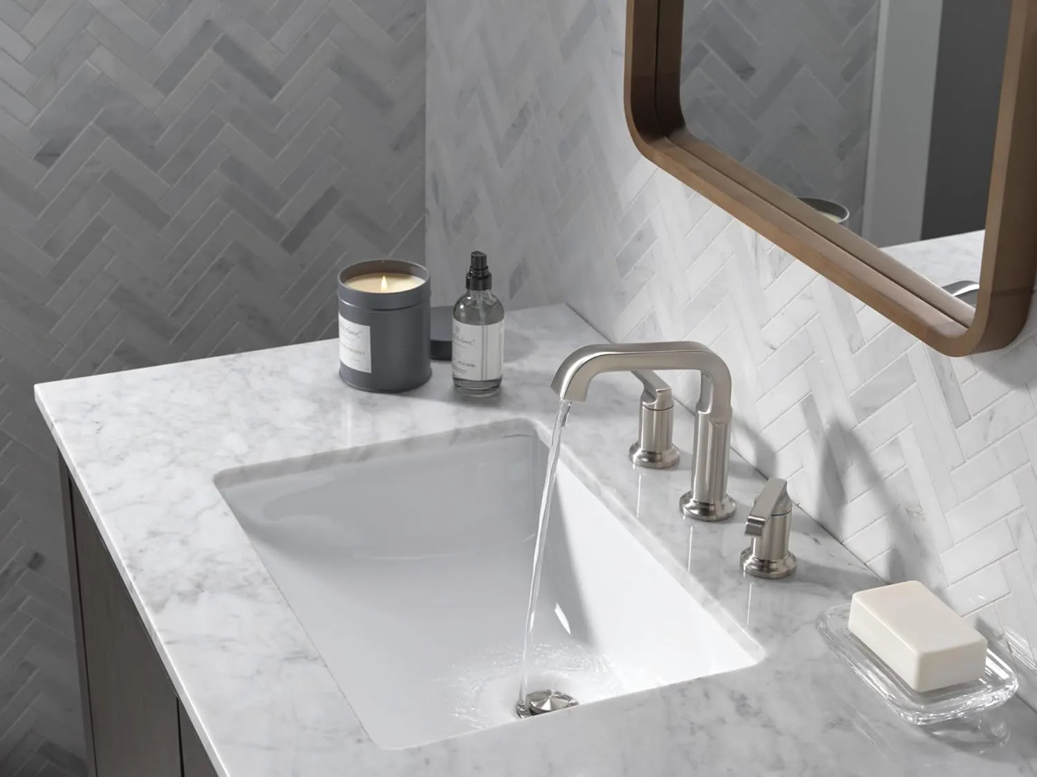 Delta Faucet Tetra Brushed Nickel Widespread Bathroom Faucet 3 Hole, Brushed Nickel Bathroom Faucet for Bathroom Sink, Bathroom Sink Faucet, Metal Drain Assembly, Lumicoat Stainless 35589-SS-PR-DST