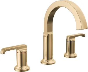 Delta Faucet Tetra Gold Widespread Bathroom Faucet 3 Hole, Gold Bathroom Faucet for Bathroom Sink, Bathroom Sink Faucet, Diamond Seal, Metal Drain Assembly, Lumicoat Champagne Bronze 35588-CZ-PR-DST