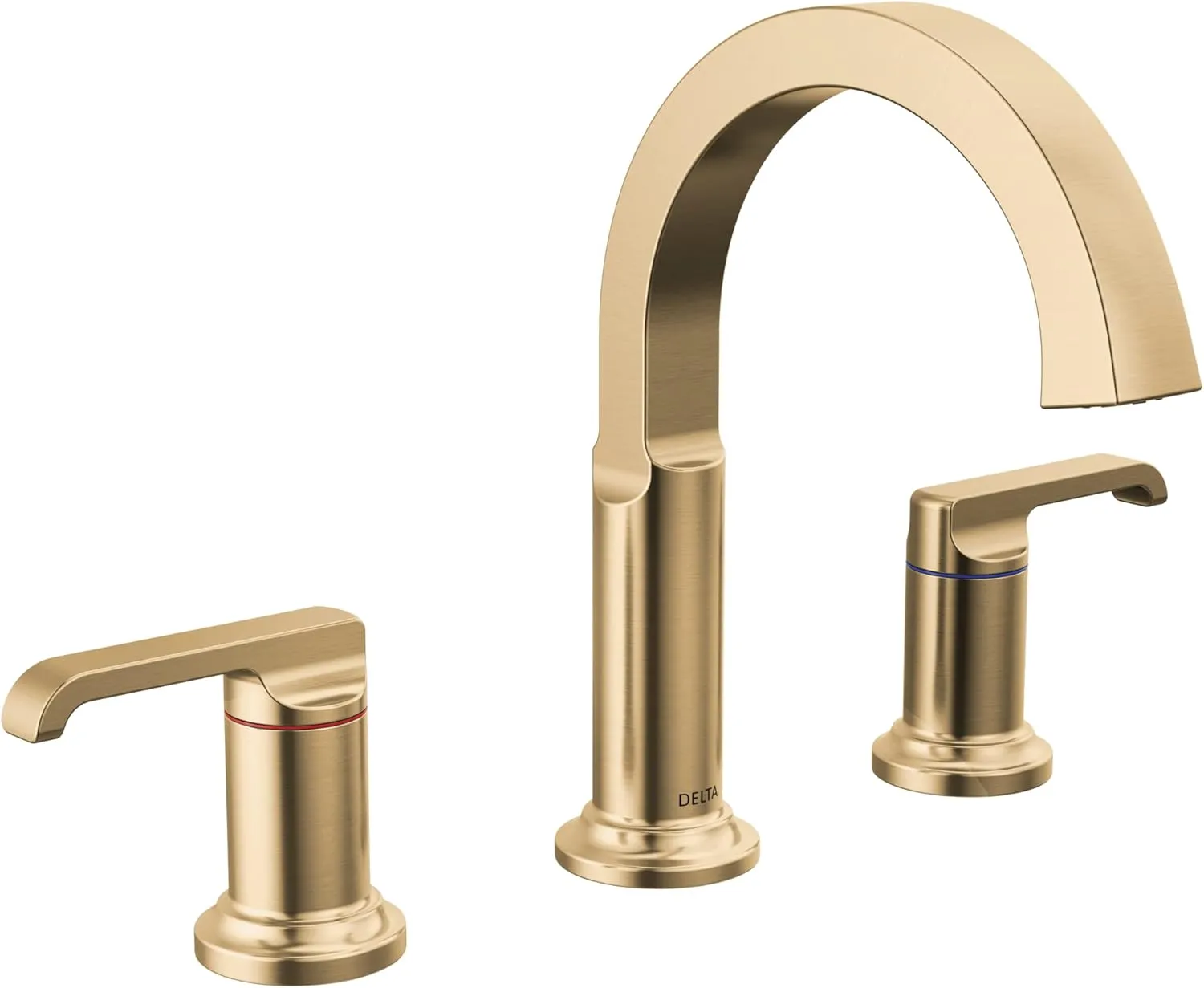 Delta Faucet Tetra Gold Widespread Bathroom Faucet 3 Hole, Gold Bathroom Faucet for Bathroom Sink, Bathroom Sink Faucet, Diamond Seal, Metal Drain Assembly, Lumicoat Champagne Bronze 35588-CZ-PR-DST