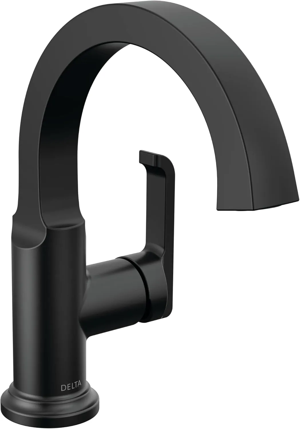 Delta Faucet Tetra Matte Black Single Hole Bathroom Faucet, Black Single Handle Bathroom Faucet, Bathroom Sink Faucet, Diamond Seal Technology, Metal Drain Assembly, Matte Black 588SH-BL-DST