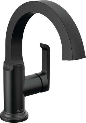 Delta Faucet Tetra Matte Black Single Hole Bathroom Faucet, Black Single Handle Bathroom Faucet, Bathroom Sink Faucet, Diamond Seal Technology, Metal Drain Assembly, Matte Black 588SH-BL-DST
