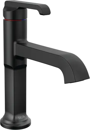 Delta Faucet Tetra Matte Black Single Hole Bathroom Faucet, Black Single Handle Bathroom Faucet, Bathroom Sink Faucet, Diamond Seal Technology, Metal Drain Assembly, Matte Black 589-BL-DST