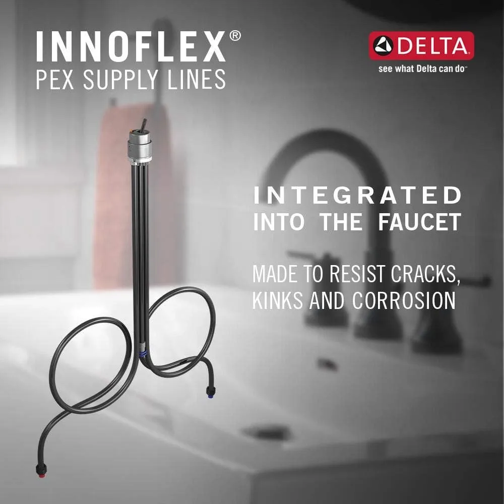 Delta Faucet Tetra Matte Black Single Hole Bathroom Faucet, Black Single Handle Bathroom Faucet, Bathroom Sink Faucet, Diamond Seal Technology, Metal Drain Assembly, Matte Black 589-BL-DST