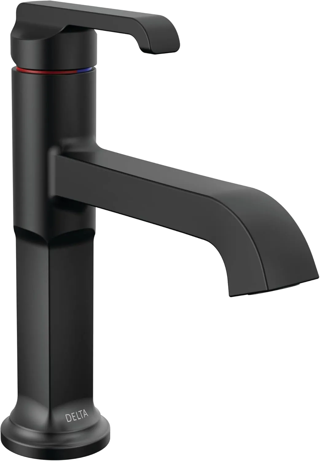 Delta Faucet Tetra Matte Black Single Hole Bathroom Faucet, Black Single Handle Bathroom Faucet, Bathroom Sink Faucet, Diamond Seal Technology, Metal Drain Assembly, Matte Black 589-BL-DST