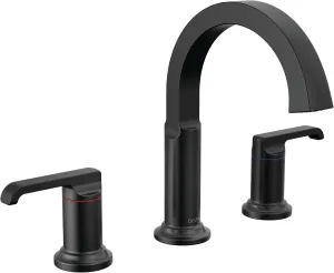 Delta Faucet Tetra Matte Black Widespread Bathroom Faucet 3 Hole, Black Bathroom Faucet for Bathroom Sink, Bathroom Sink Faucet, Diamond Seal Technology, Metal Drain Assembly, Matte Black 35588-BL-DST
