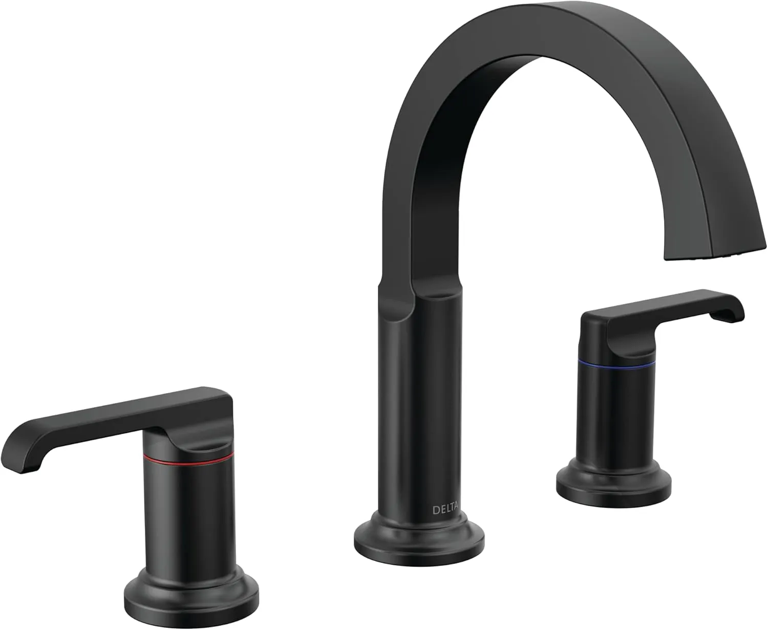 Delta Faucet Tetra Matte Black Widespread Bathroom Faucet 3 Hole, Black Bathroom Faucet for Bathroom Sink, Bathroom Sink Faucet, Diamond Seal Technology, Metal Drain Assembly, Matte Black 35588-BL-DST