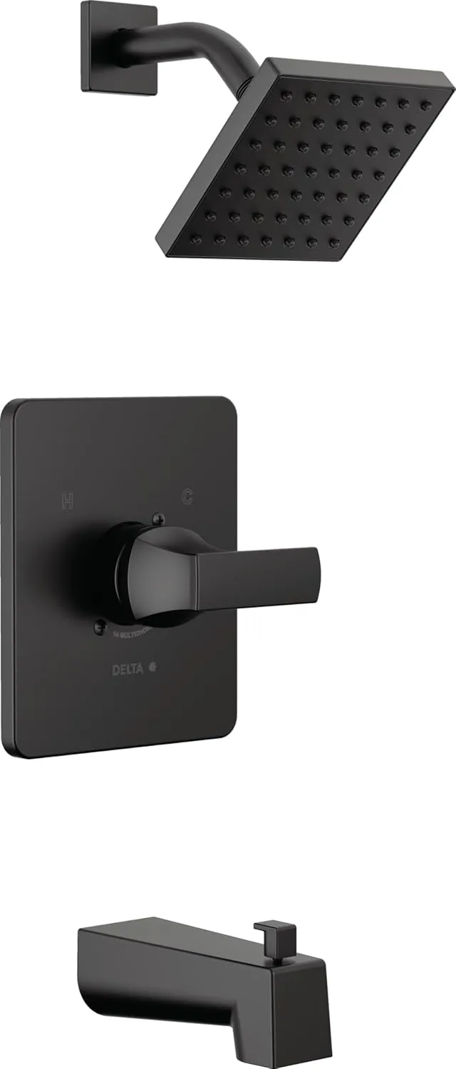 Delta Faucet Velum 14 Series Single-Function Black Tub and Shower Faucet Set, Valve Trim Kit, Shower Handle, Delta Shower Trim Kit, Shower Set, Matte Black T14437-BL (Valve Not Included)