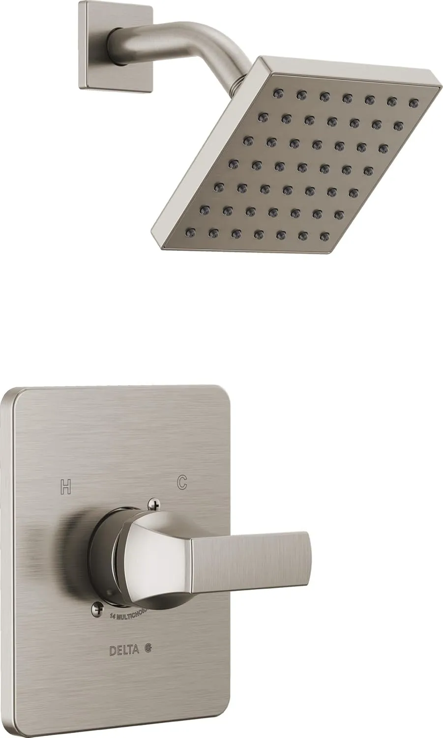 Delta Faucet Velum 14 Series Single-Function Brushed Nickel Shower Faucet Set, Valve Trim Kit, Shower Handle, Delta Shower Trim Kit, Shower Set, Stainless T14237-SS (Valve Not Included)