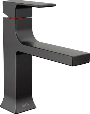 Delta Faucet Velum Single Hole Bathroom Faucet, Black Bathroom Sink Faucet, Single Handle Bathroom Faucet, Bath Faucet, Pop-Up Drain Assembly, Matte Black 537-BLMPU-DST