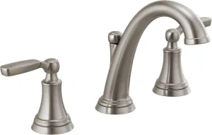 Delta Faucet Woodhurst Widespread Bathroom Faucet Brushed Nickel, Bathroom Faucet 3 Hole, Bathroom Sink Faucet, Metal Drain Assembly, Stainless 3532LF-SS