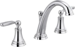 Delta Faucet Woodhurst Widespread Bathroom Faucet Chrome, Bathroom Faucet 3 Hole, Bathroom Sink Faucet, Metal Drain Assembly, Chrome 3532LF
