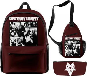 Destroy Lonely Backpack Three-piece Sets Casual Oxford Cloth Travel Bag Unisex Shoulder Bag (YM8997A09,One size)