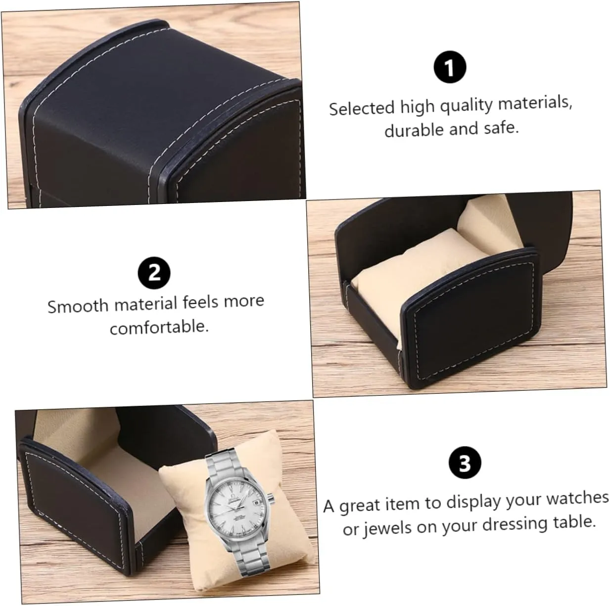 Didiseaon 3pcs Pu Leather Watch Box Elegant Storage Case for Wristwatches Jewelry Bracelets Stylish Design for Gifting Travel