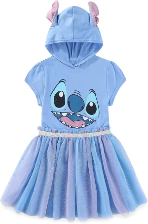 Disney Lilo & Stitch Girls Cosplay Hooded with Ears Tulle Dress for Big Kids