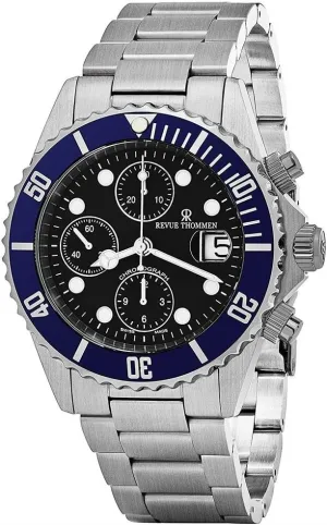 Diver 42 MM Mens Black Dial Stainless Steel Automatic Chronograph Date Swiss Watch 17571.6135