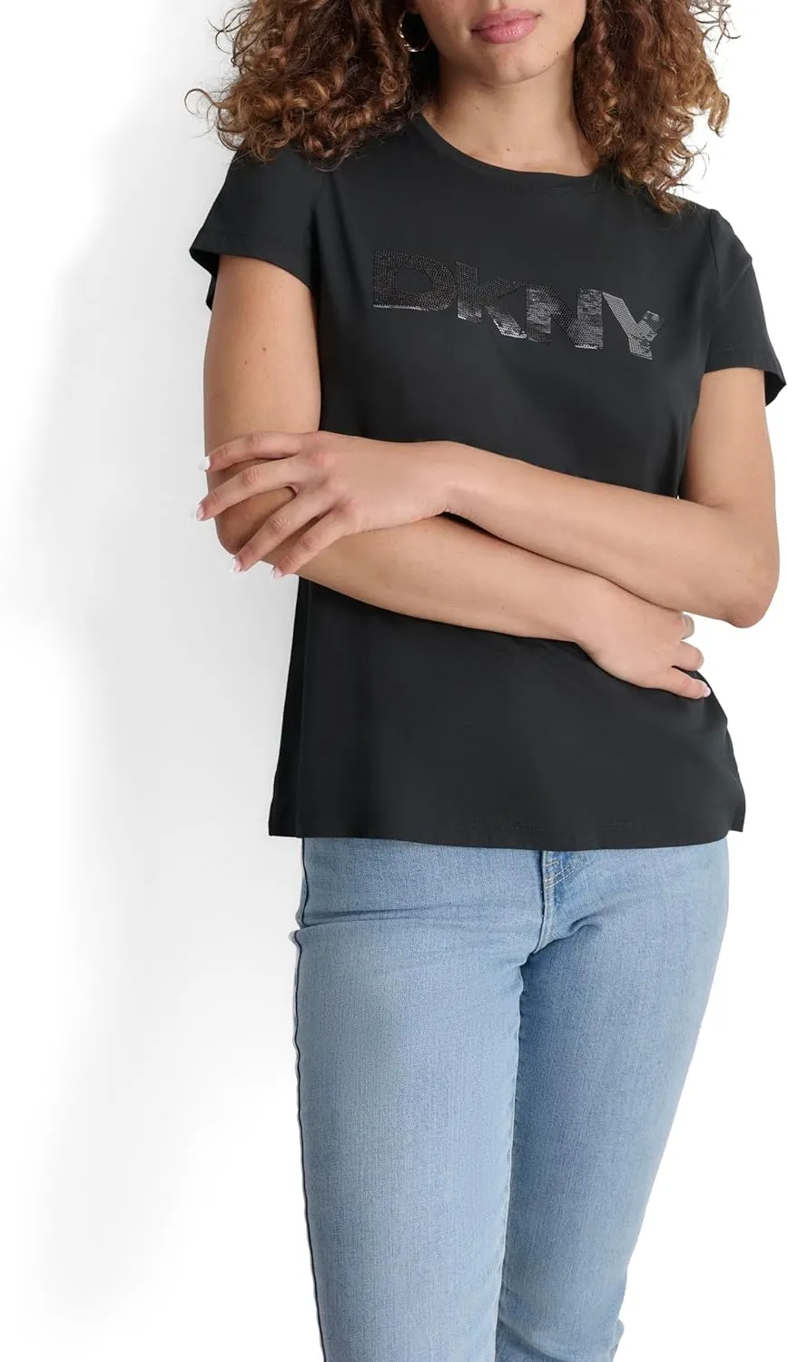 DKNY Women's Logo Soft Short Sleeve Top