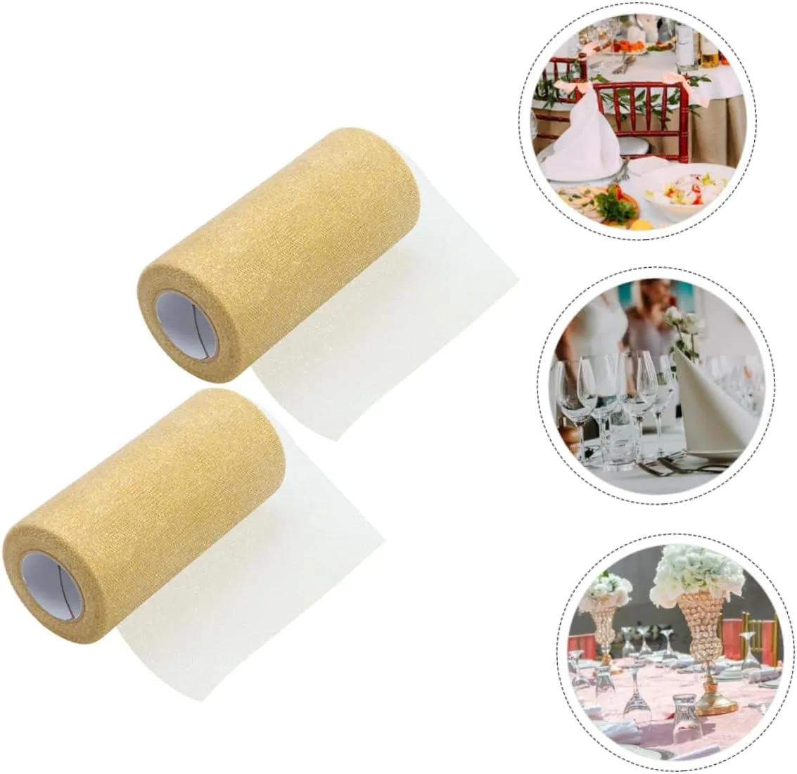 DOITOOL Glittery Tulle Roll 2 Rolls Pack Wedding Decorative Tulle Fabric Spool for DIY