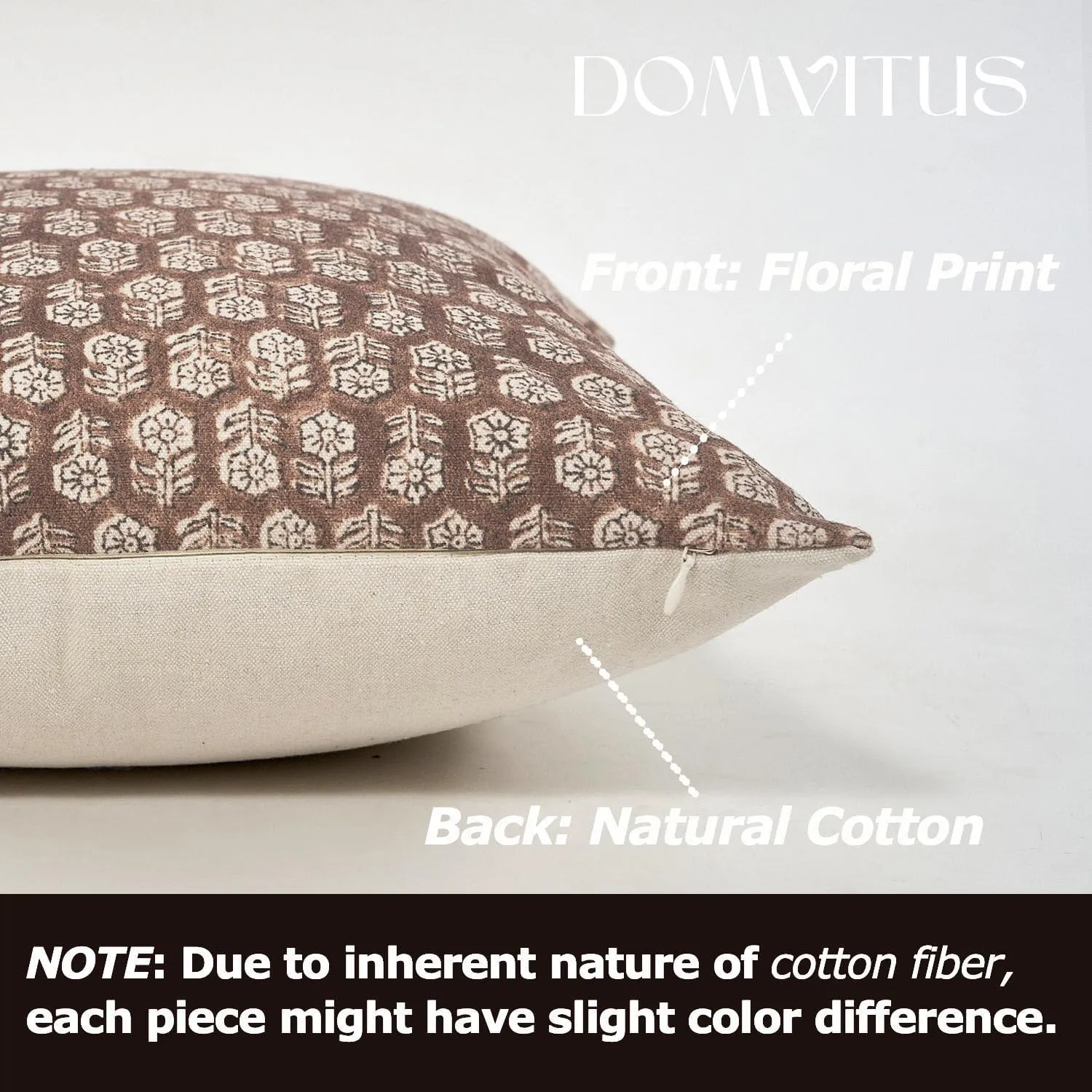 DOMVITUS Pillow Covers 20x20, Floral Pillow Covers, Couch Pillows for Living Room, Decorative Farmhouse Accent Print Throw Pillow Covers, 1PC, Cognac Brown