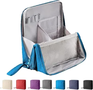 Doresty Makeup Bag, Standing Makeup Bag – Portable, Large Capacity, Multi-Purpose Large Capacity Oxford Cloth Standing Makeups Bags, Waterproof Multifunctional Make up Bags(Blue)