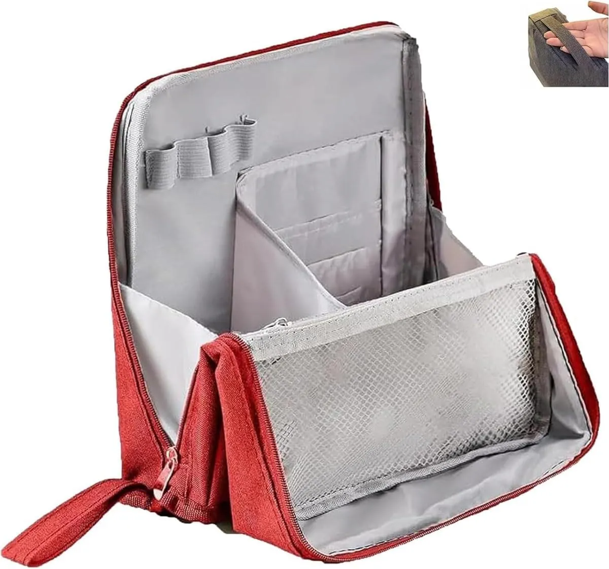 Doresty Makeup Bag, Standing Makeup Bag – Portable, Large Capacity, Multi-Purpose Large Capacity Oxford Cloth Standing Makeups Bags, Waterproof Multifunctional Make up Bags(Blue)
