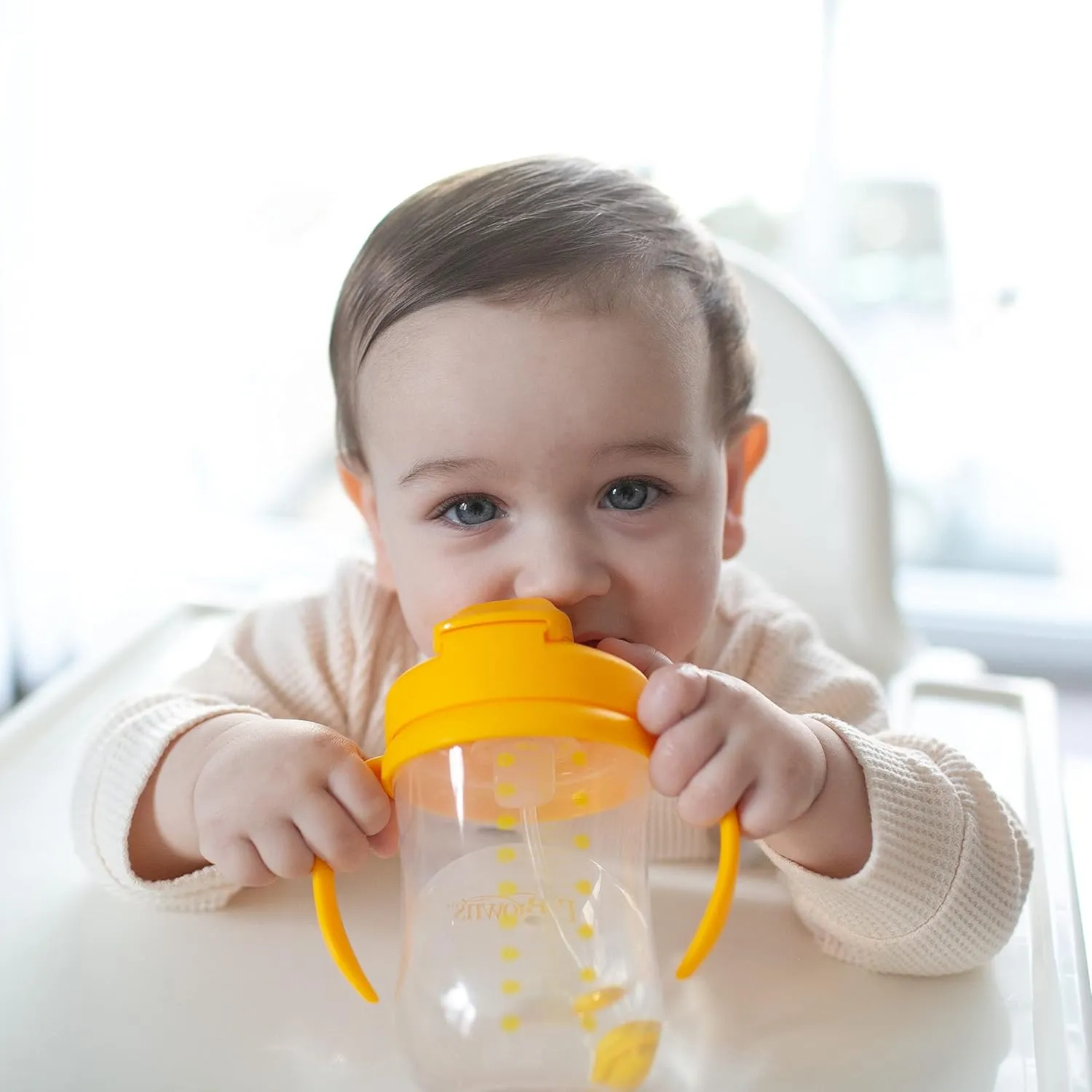 Dr. Brown's Milestones, Baby's First Straw Cup Sippy Cup with Straw, 6m , 9oz/270ml, 2 Pack, Dark Blue & Vintage Yellow, BPA Free