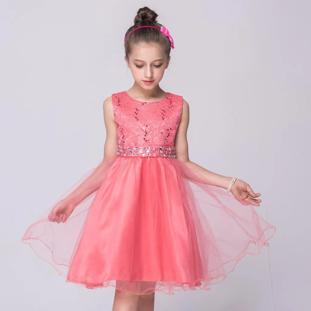 DreamHigh Sequined Flower Girls Party Pegant Dress